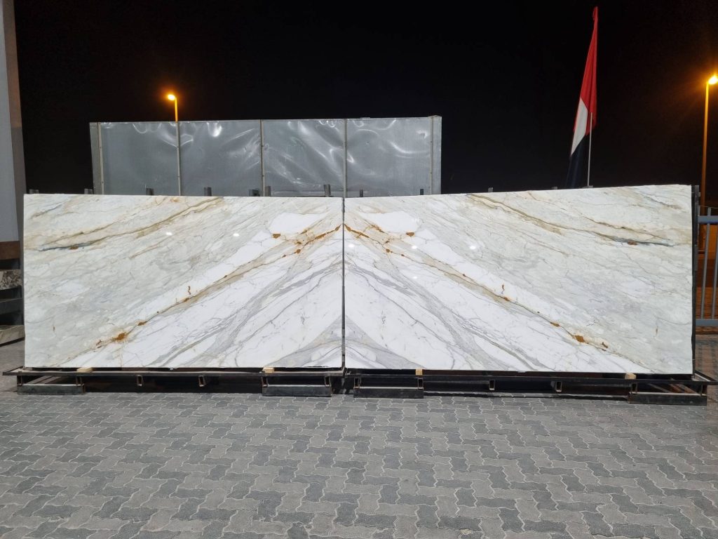 Calacatta gold polished slab 2cm 2B-5319 book
